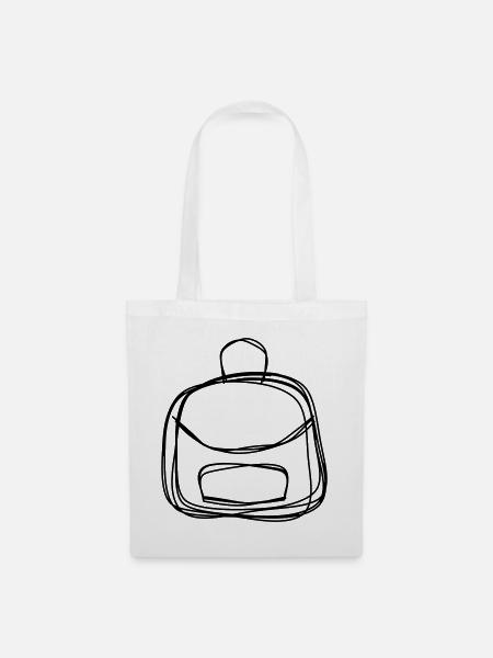 Rucksack handgezeichnet - Stoffbeutel - Weiß