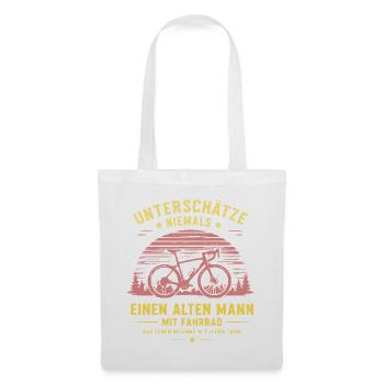 Unterschätze niemals einen alten Mann mit Fahrrad - Stoffbeutel - Weiß - Vorne