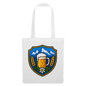 Bier Schild Emblem - Stoffbeutel - Weiß - Vorne
