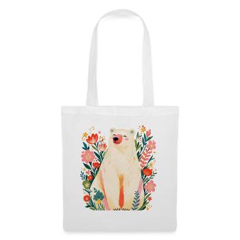 Eisbär Floral Bear Wild Nature Lover Kunst - Stoffbeutel - Weiß - Vorne