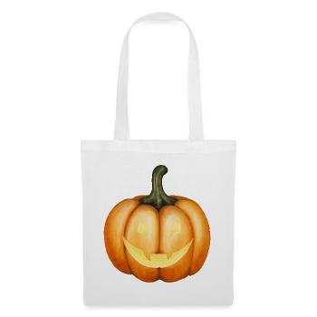 Halloween Kürbis Illustration - Stoffbeutel - Weiß - Vorne