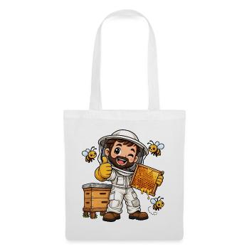Imker Kawaii Style – Süßes Bienenmotiv - Stoffbeutel - Weiß - Vorne