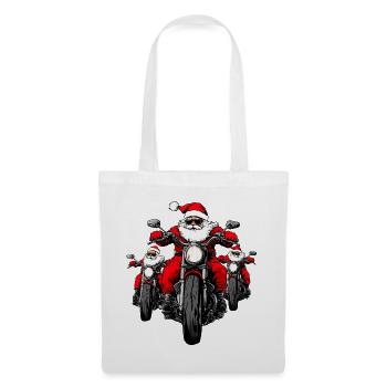 Motorradfahrer Weihnachten / Santa Motorrad - Stoffbeutel - Weiß - Vorne
