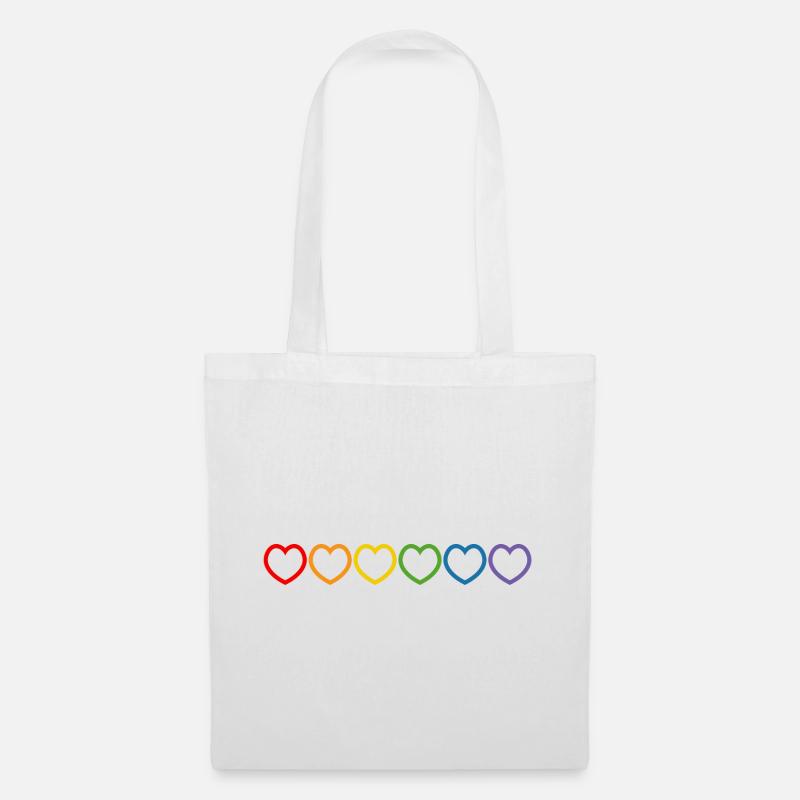 Regenbogenherzchen outline - Stoffbeutel - Weiß