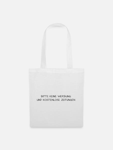 Bitte keine Werbung & Zeitungen–Briefkasten Design - Stoffbeutel - Weiß