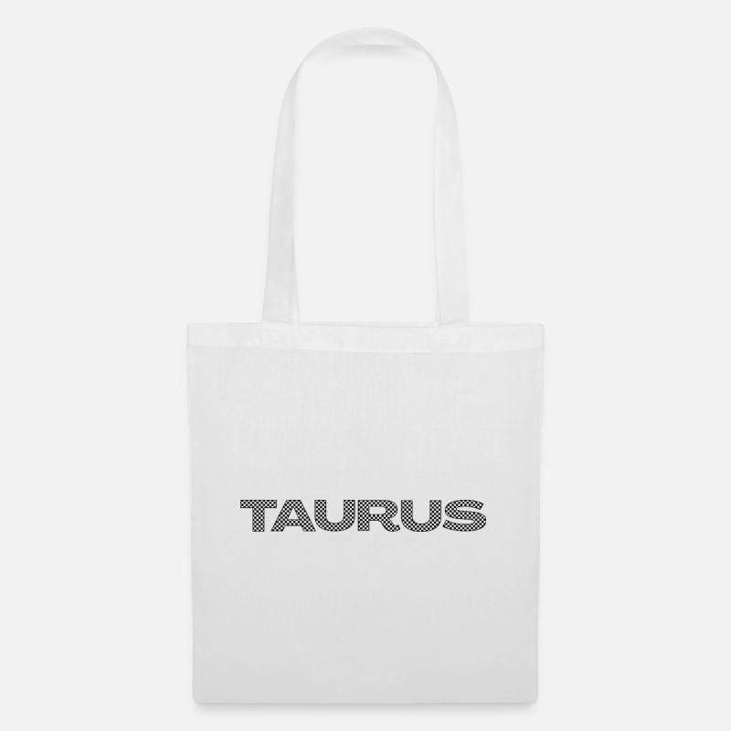 TAURUS – Checkerboard Zodiac Statement - Stoffbeutel - Weiß