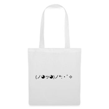 Konfetti Emoticon (ノ◕ヮ◕)ノ*:・ﾟ✧ Freude - Stoffbeutel - Weiß - Vorne