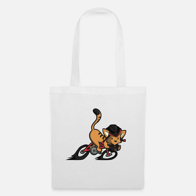 Fahrrad Katze - Stoffbeutel - Weiß
