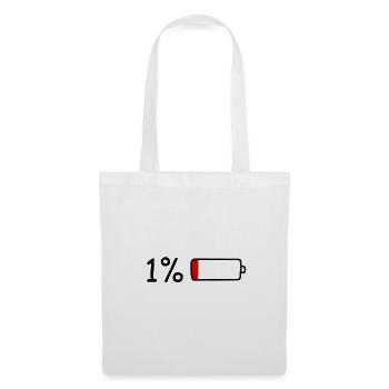 1% Akku. - Stoffbeutel - Weiß - Vorne