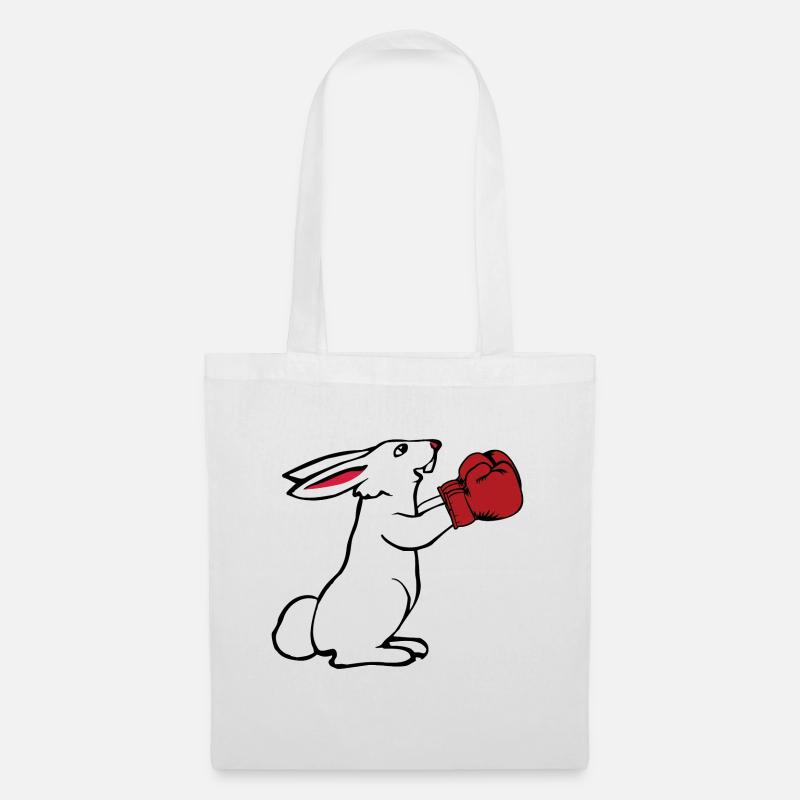 Boxender Hase Boxhandschuhe Geschenk Boxen - Stoffbeutel - Weiß