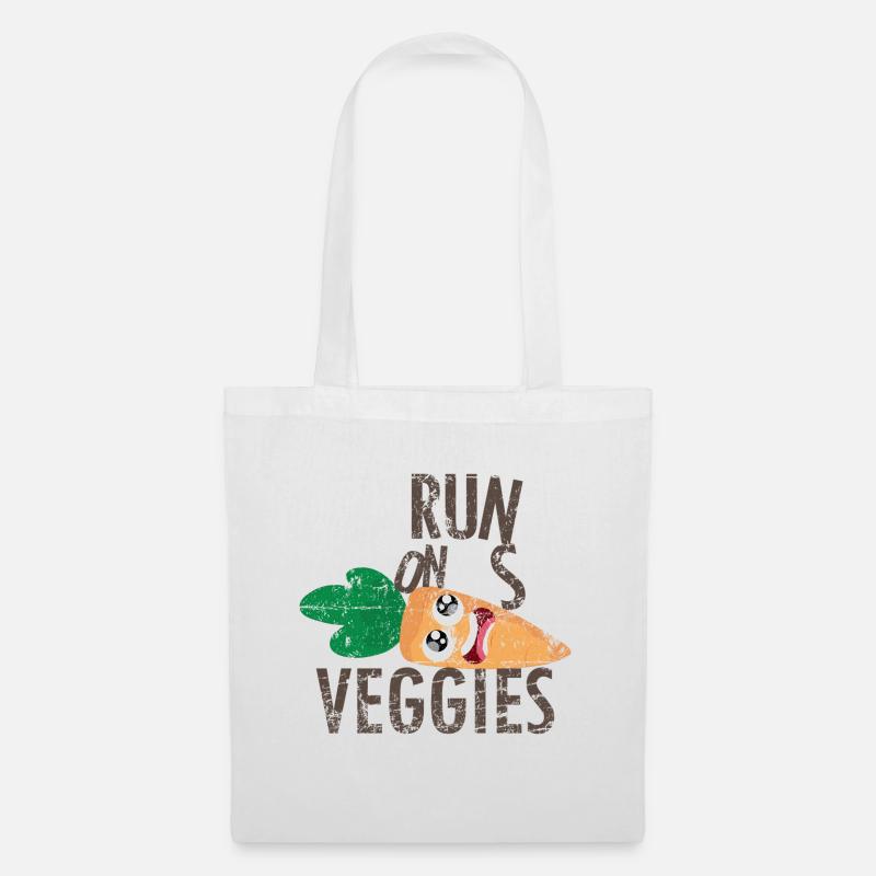 Runs on Veggies Vegetarier Geschenk Idee Vegan - Stoffbeutel - Weiß