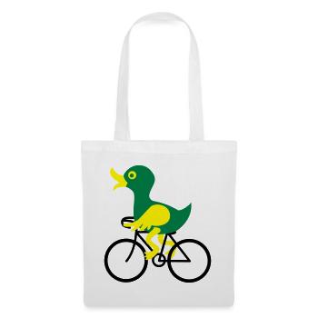 Eine Ente fährt Fahrrad - Stoffbeutel - Weiß - Vorne