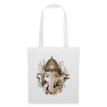 Elefanten Gott Ganesha mit Blüten mit Sepia-Effekt - Stoffbeutel - Weiß - Vorne