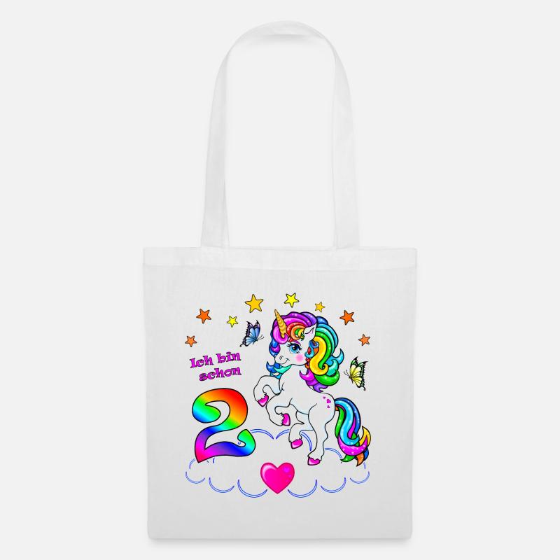 Mädchen 2 Jahre Geburtstag Einhorn - Stoffbeutel - Weiß