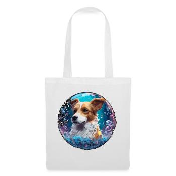 Animal dans bulle de savon / enfantin / mignon / chien - Sac en tissu - blanc - Devant