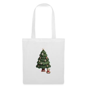 Tannenbaum mit Teddys - Stoffbeutel - Weiß - Vorne