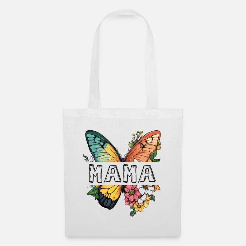 Mama Schmetterling Blumen Beste Mutter Muttertag - Stoffbeutel - Weiß