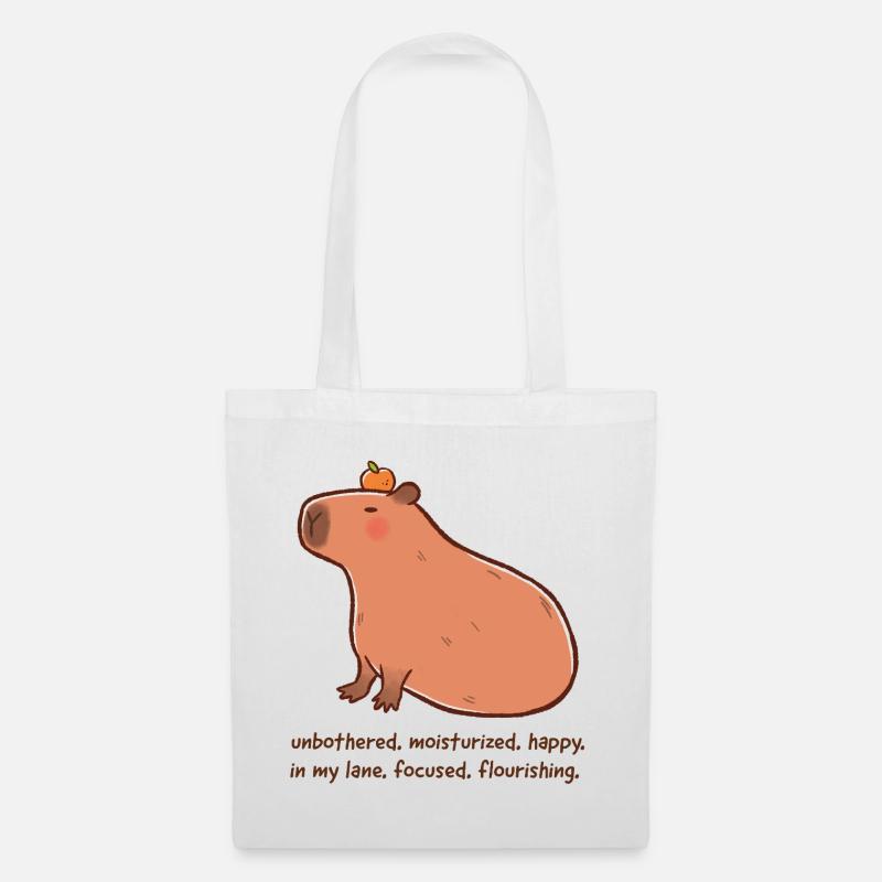 Entspanntes Capybara – Flourishing Mood - Stoffbeutel - Weiß