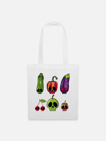 Obst- und Gemüseschädel - Stoffbeutel - Weiß