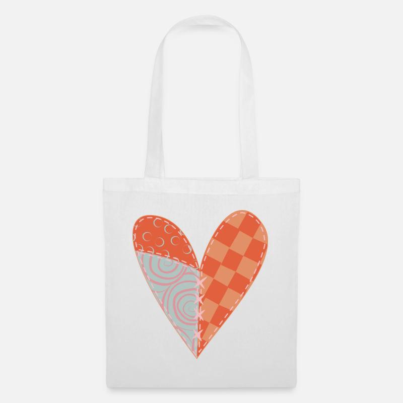 Coeur Patchwork N°5 - Sac en tissu - blanc