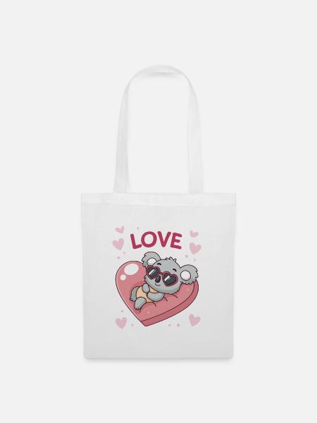 Koalaherz und süße Liebe - Stoffbeutel - Weiß