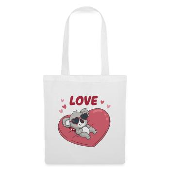 Koala Amoureux sur Cœur Doux - Sac en tissu - blanc - Devant
