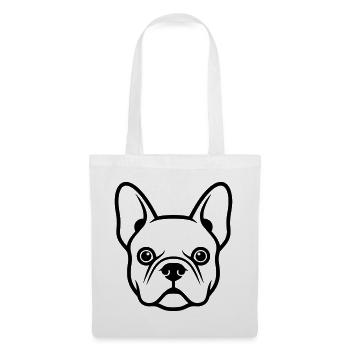 Französische Bulldogge Frenchie Kopf - Stoffbeutel - Weiß - Vorne