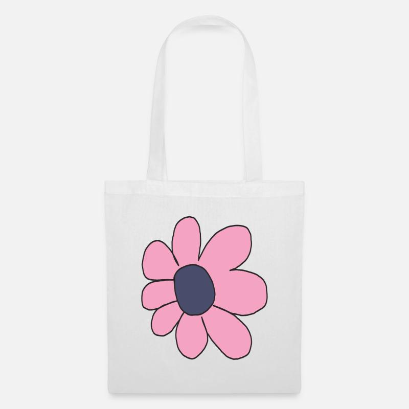Pastellrosa Cartoon-Blume - Stoffbeutel - Weiß