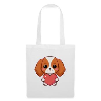 Süßer Hund mit rosa Herz - Stoffbeutel - Weiß - Vorne