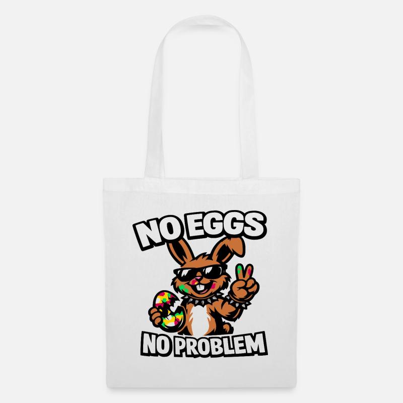 Funny Easter Bunny – No Eggs No Problem - Stoffbeutel - Weiß