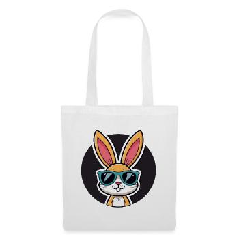 Lapin solaire en lunettes bleues - Sac en tissu - blanc - Devant