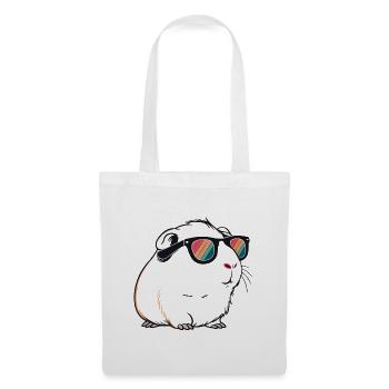 Meerkaninchen mit Retro-Sonnenbrille - Stoffbeutel - Weiß - Vorne