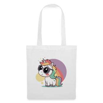 Pastel unicorn in glasses and rainbow - Tote Bag - white - Front