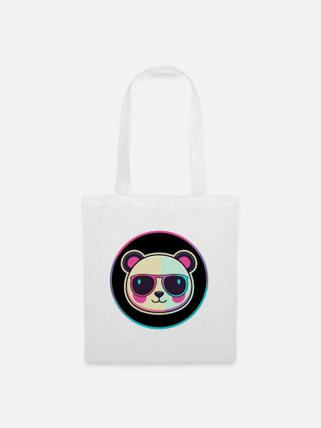 Neon-Panda-Sonnenbrillen - Stoffbeutel - Weiß