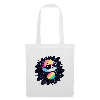 Panda Rainbow Galaxy Coole Brillen - Stoffbeutel - Weiß - Vorne