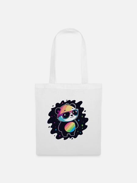 Panda Rainbow Galaxy Coole Brillen - Stoffbeutel - Weiß