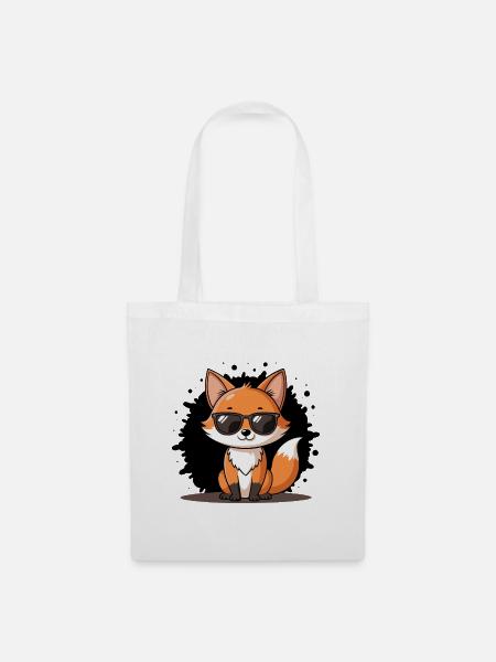 Chic Fox Schwarze Brille - Stoffbeutel - Weiß