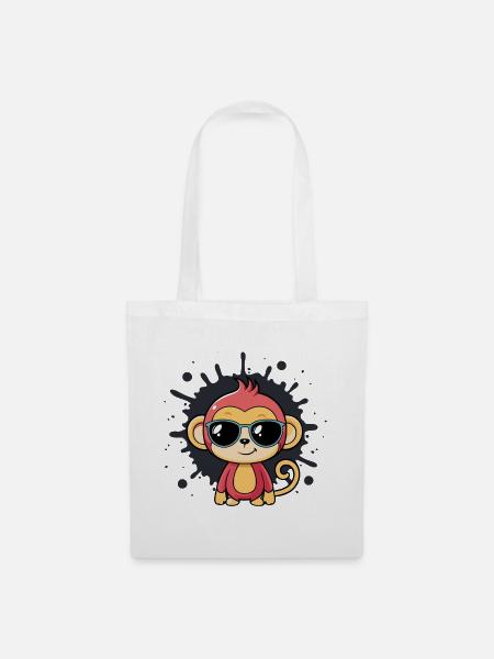 Monkey Chic Splash schwarze Brille - Stoffbeutel - Weiß