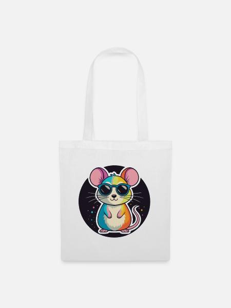 Regenbogen-Maus-Brille - Stoffbeutel - Weiß