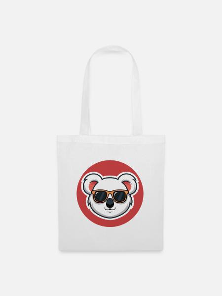Koala Cool – Rotes Abzeichen und Sonnenbrille - Stoffbeutel - Weiß