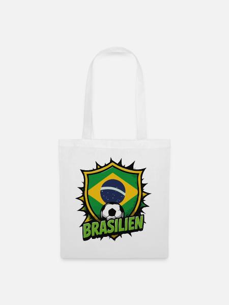 Brasilien Fußball Shield - Stoffbeutel - Weiß