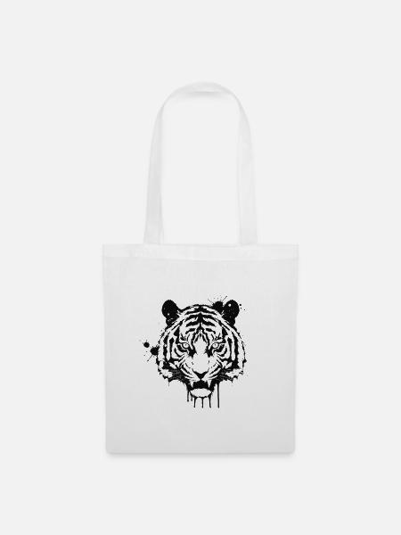 Tiger-Aquarellspritzer - Stoffbeutel - Weiß