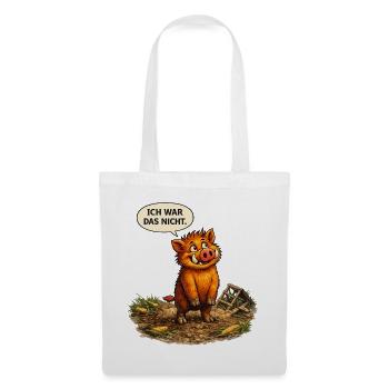 Lustiges Wildschwein T-Shirt – Ich war das nicht  - Stoffbeutel - Weiß - Vorne