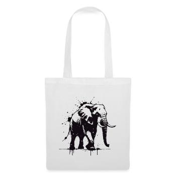 Éléphant Street Art Noir - Sac en tissu - blanc - Devant