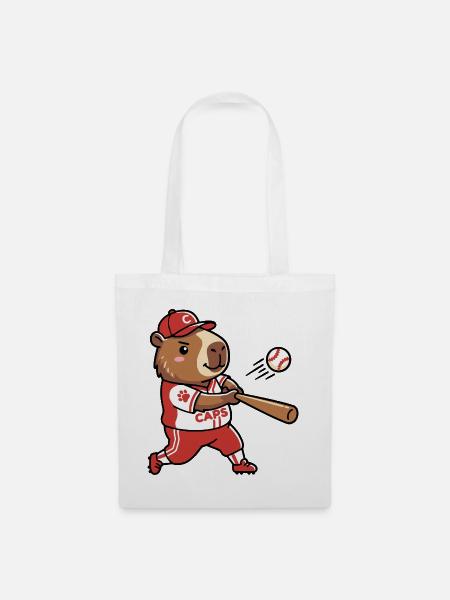 Niedliche Capybara-Baseballspieler-Sportästhetik - Stoffbeutel - Weiß