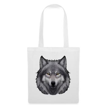 Wolf Kopfporträt - Stoffbeutel - Weiß - Vorne