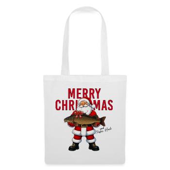 Merry Christmas Petri Heil Weihnachtsmann Karpfen - Stoffbeutel - Weiß - Vorne