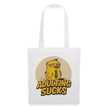 Adulting Sucks Cartoon Chick - Stoffbeutel - Weiß - Vorne