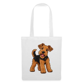 Airedale Terrier Kawaii Style – Süßer Terrier - Stoffbeutel - Weiß - Vorne