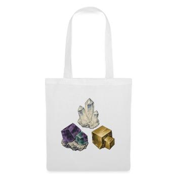 Sammlung von Quarzfluorit und Pyrit - Stoffbeutel - Weiß - Vorne
